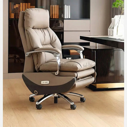 Electric Reclining Ergonomic Office Chair with Extendable Footrest