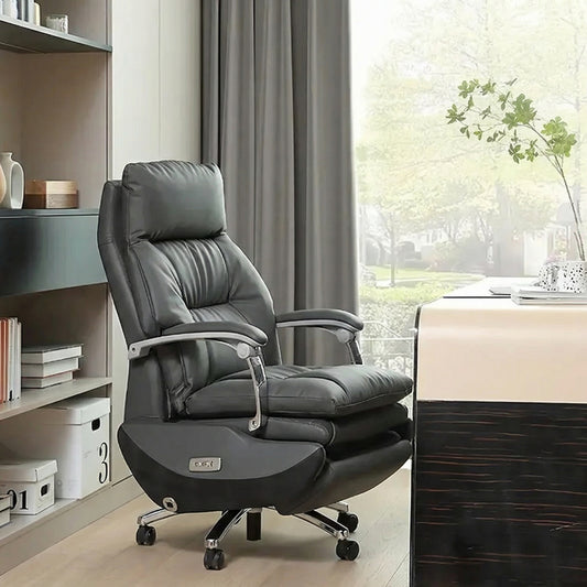 Electric Reclining Ergonomic Office Chair with Extendable Footrest