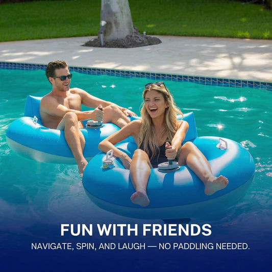 Electric Pool Float with Motor – 360° Joystick Control, 300 lbs Capacity, Cup & Phone Holder, Inflatable Water Lounger