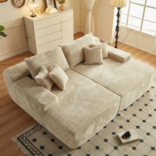 Extra Deep Modular Sofa Bed | 1200 lbs Weight Capacity | Soft Faux Fur Fabric | No Assembly Couch